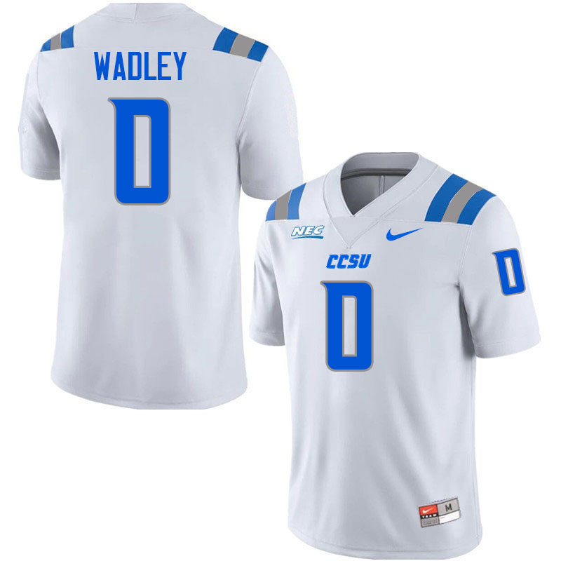 Central Connecticut Blue Devils #0 Donovan Wadley College Football Jerseys,Uniforms-White